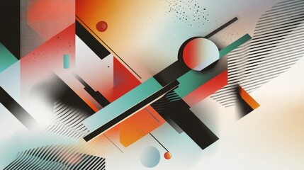 Poster - Abstract geometric shapes in vibrant colors, overlapping and forming a modern, dynamic design with shadows and depth on a minimalist background