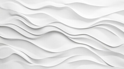 Canvas Print - Textured white plaster wall with flowing wave patterns ideal for minimalist background design or interior decoration projects