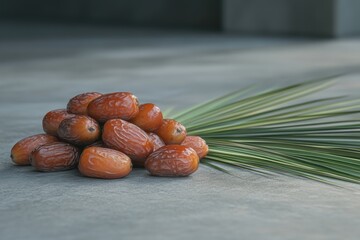 Wall Mural - A pile of dates on a dark background