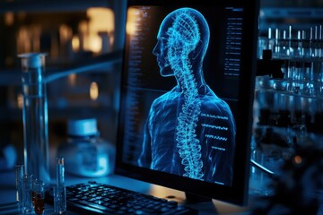 Poster - Digital representation of human anatomy displayed on a computer screen in a laboratory setting