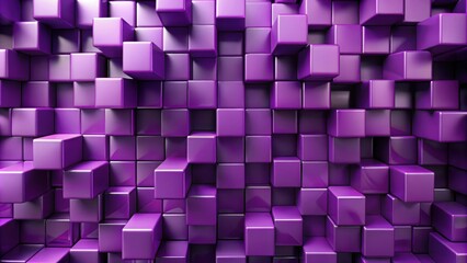 Wall Mural - Abstract composition of purple cubes render, abstract, composition, purple, cubes,render, geometric, shapes, digital, art