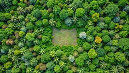 Wall Mural - Aerial view of trees and lush plants from above on background, trees, aerial view, plants, greenery, nature