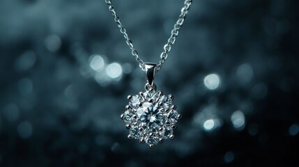 Fototapete - A macro shot of a diamond pendant catching light, with reflections dancing around it, creating a captivating and luxurious effect