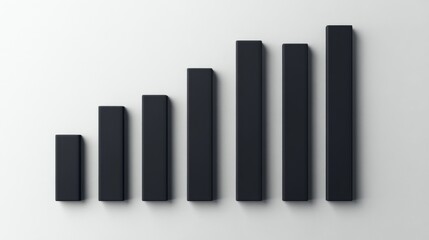 Fototapete - A minimalist bar chart with smooth, matte-finished bars arranged in descending order, with soft shadows and a clean, white background for a professional look