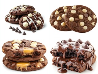 Wall Mural - Delicious chocolate cookies with caramel and white chocolate chips.