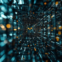Poster - Dive into an abstract realm showcasing intricate data structures from a unique perspective, blending light and form in a captivating visual exploration.