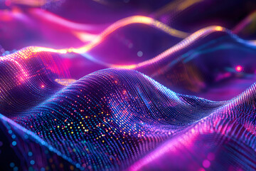 Poster - Data waves. Modern neon abstract backdrop. Virtual ciberspace.