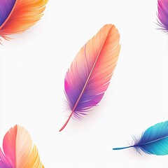 Poster - colorful feather pattern with vibrant gradients on a white background, perfect for artistic and crea