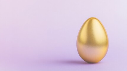 Poster - golden egg resting on solid lavender background with subtle gradients and soft reflections