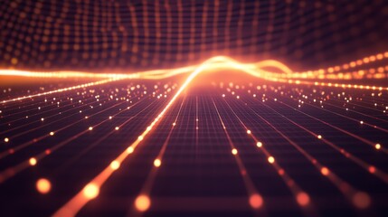 Poster - a sleek d line graph with sharp, glowing edges and a steady upward trajectory, set against a futuris