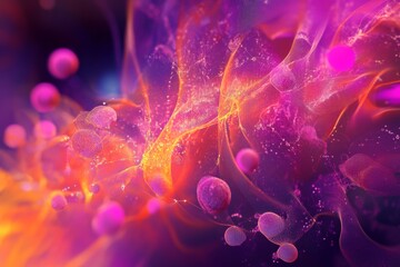 Poster - Abstract Digital Network Design with Colorful Flowing Data Visualization and Dynamic Shapes for Modern Use