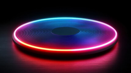 Fototapete - Futuristic radar-style circular graphic with bright neon lines and rotating elements on a dark tech-inspired background