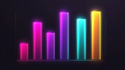 Poster - Stylized bar graph with glowing bars in neon colors, set against a dark, tech-inspired background for a dynamic and impactful graphic