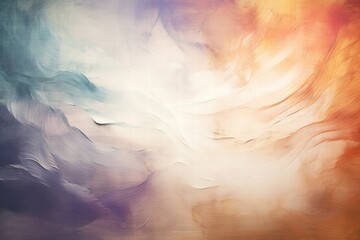 Poster - Abstract Painting with Soft Waves of Color Featuring Gentle Transition from Purple to Orange Hues Ideal for Modern Decor and Backgrounds