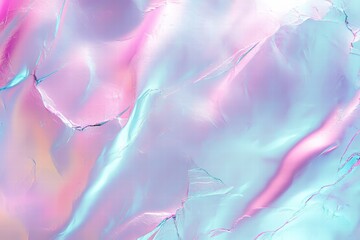 Poster - abstract trendy holographic background in soft pastel colors with textured waves and glossy finish f