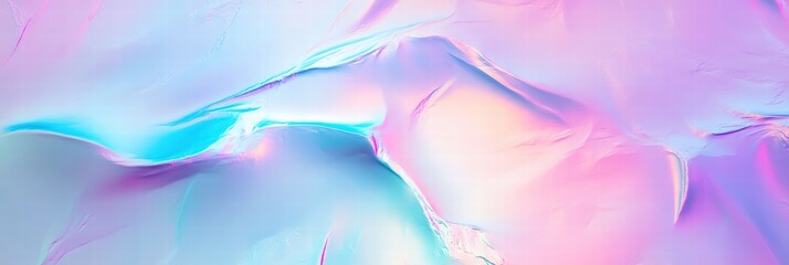Poster - Abstract Trendy Holographic Texture with Soft Pastel Colors and Fluid Shapes Ideal for Modern Designs and Creative Projects