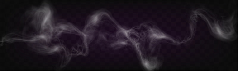 Poster - Transparent realistic smoke on a dark checkered background with soft, flowing, wispy trails.
