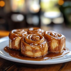 Wall Mural - Cinnamon Buns on White Plate