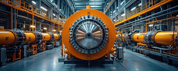 Poster - Industrial power plant with large horizontal electric turbines