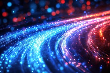 Aufkleber - An abstract technological background featuring a futuristic display of internet fiber effects, creating a visually captivating and dynamic representation of interconnected digital world, Hd image