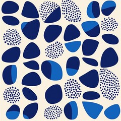 Wall Mural - Geometric Pattern in Blues and Whites