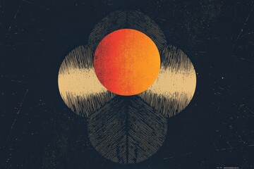 Poster - Abstract poster featuring circles and lines in retro artistic style