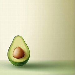 Poster - Creative showcase of an open avocado with visible seed in a minimalist design space ideal for text placement. Generative AI