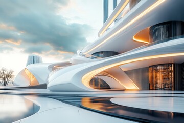 Poster - Explore a stunning futuristic abstract architecture that embodies innovation and modern business concepts, perfect for inspiring creative projects and urban ideas.