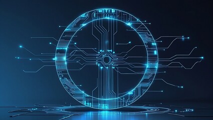 Powerful screen technology system innovation concept background template.