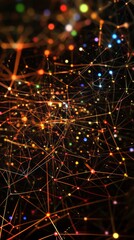 Poster - Intricate Connections of Light Representing Data Nodes in a High-Tech Interconnected System Background