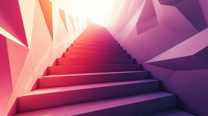Wall Mural - a staircase with pink steps leading up to a wall. the stairs are very narrow and the wall is very ta