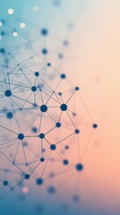 Poster - A detailed abstract representation of a network structure showcasing dots and lines, set against a soft gradient background. Ideal for technology and science themes.