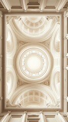 Poster - Explore the stunning details of an ornate ceiling featuring intricate design elements and soft lighting, creating an elegant atmosphere in this architectural masterpiece.