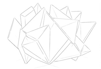 Poster - Abstract Geometric Design: Intricate Lines Form a Modern Sculpture. A striking graphic illustration showcasing a complex geometric structure