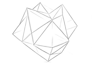 Poster - Abstract Geometric Sketch of a Polyhedron. A sophisticated Line art/hand-drawn sketch of a complex polyhedron