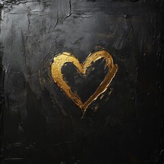 Sticker - Gold Heart on Black Background