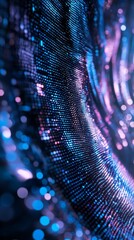 Canvas Print - a captivating abstract image featuring digital waves of light in blue and purple tones, creating a m