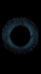 Poster - This abstract digital artwork features a vibrant blue circle made of particles and dots, representing technology and innovation. Ideal for modern design projects.