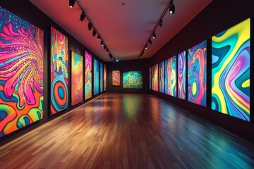 Poster - Vibrant Abstract Art Gallery with Colorful Patterns and Dynamic Backgrounds