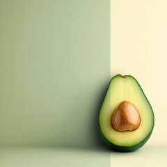 Poster - Unique avocado shape with visible seed on soft background for creative design and text placement. Generative AI