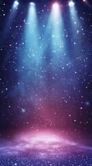 Poster - Explore a bright and colorful illumination in space, featuring an artistic blend of blue, purple, and pink with plenty of copy space for your creative projects.