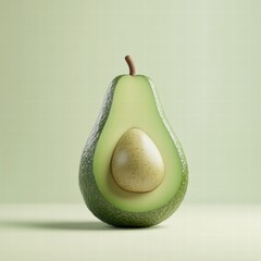 Poster - Fresh avocado cut in half revealing its seed, perfect for health focused designs and culinary inspirations. Generative AI