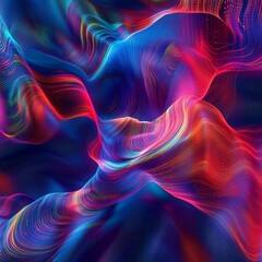Poster - Explore a vibrant abstract representation of data flowing through waves of color and light, showcasing modern technology's dynamic essence.