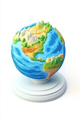 Poster - a colorful low poly 3d model of earth showcasing geometric shapes and vibrant colors, set against a 