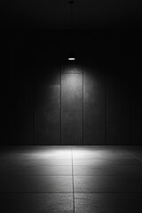 Poster - A sleek and minimalist background featuring elegant lighting that creates a dramatic contrast with the dark surroundings. Ideal for artistic projects.