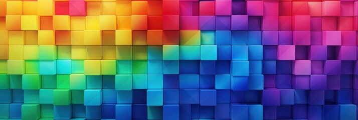 Poster - Colorful Abstract Background of Cubic Shapes with Rainbow Gradient in Vibrant and Bold Tones for Artistic and Creative Projects