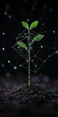 Poster - Modern Technology and Nature Fusion with Growing Plant and Digital Connections in Dark Environment