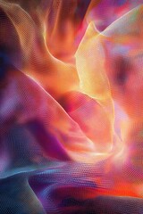 Poster - abstract data mesh with vibrant colorful waves and textures representing space and depth in digital 
