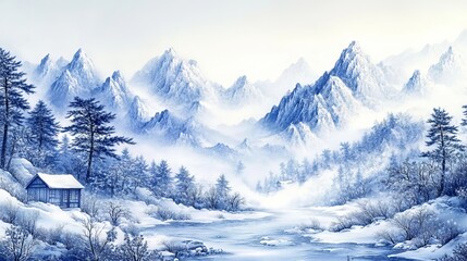 Poster - winter mountain landscape