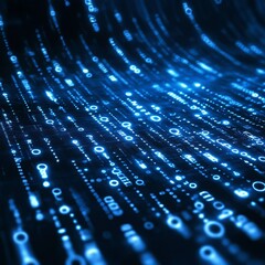 Poster - Explore the essence of big data transformation with this abstract digital background showcasing shimmering blue lines and patterns, symbolizing technology and innovation.